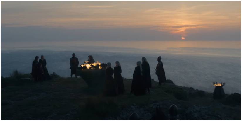 Prince Lucerys Velaryon's funeral in House of the Dragon Season 2 Official Black Trailer.