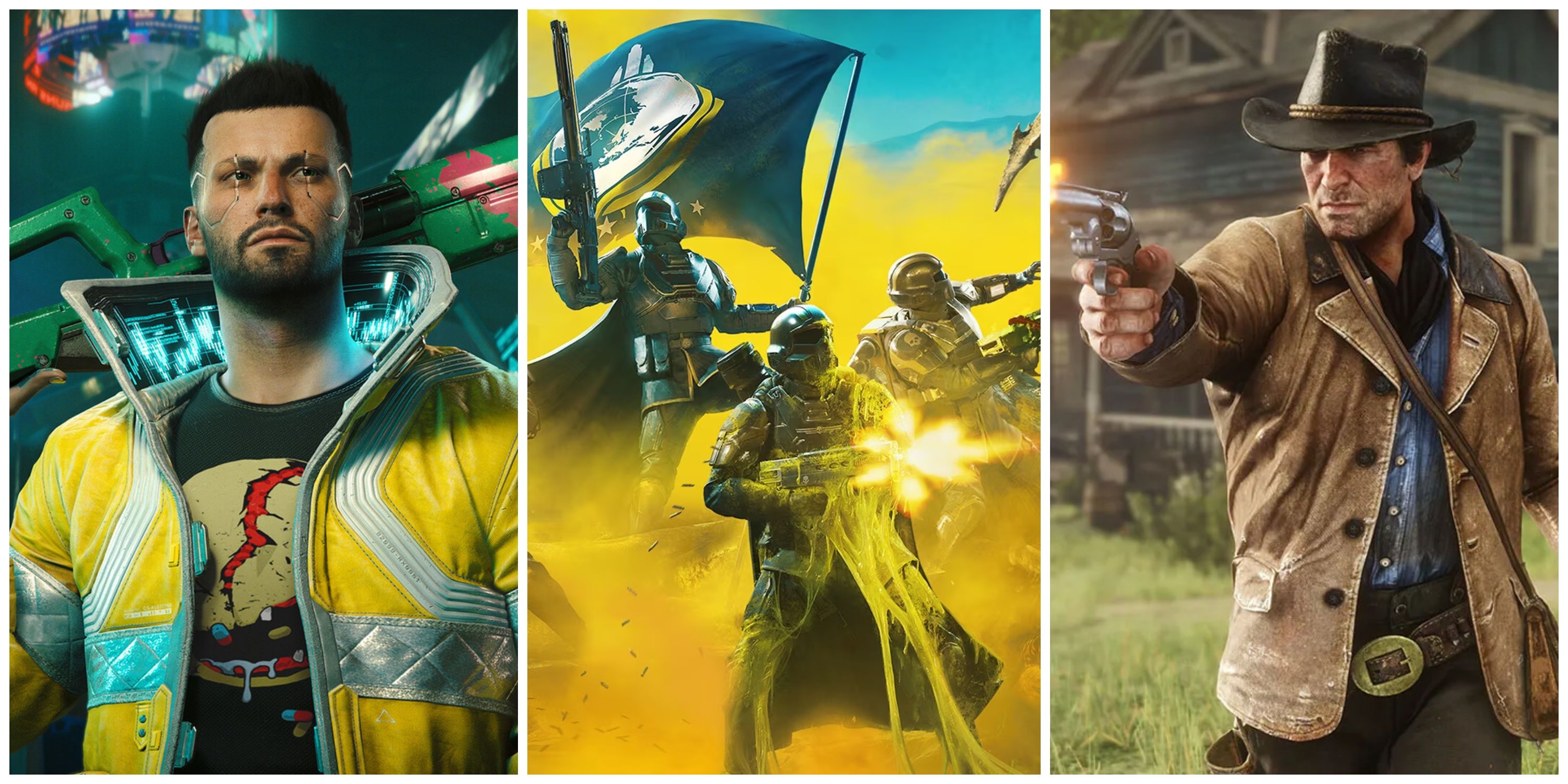 cyberpunk 2077, helldivers 2, red dead redemption 2