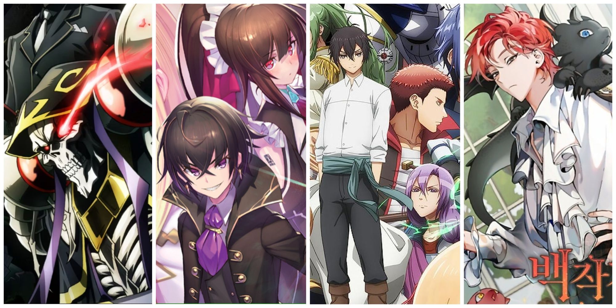 collage of overlord, i'm the evil lord of an intergalactic empire, trapped in a dating sim, and trash of the count's family
