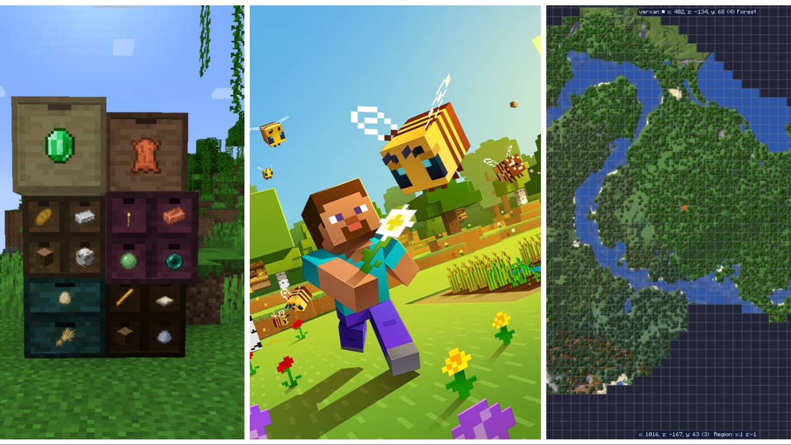 Storage Drawers steve and bees and map