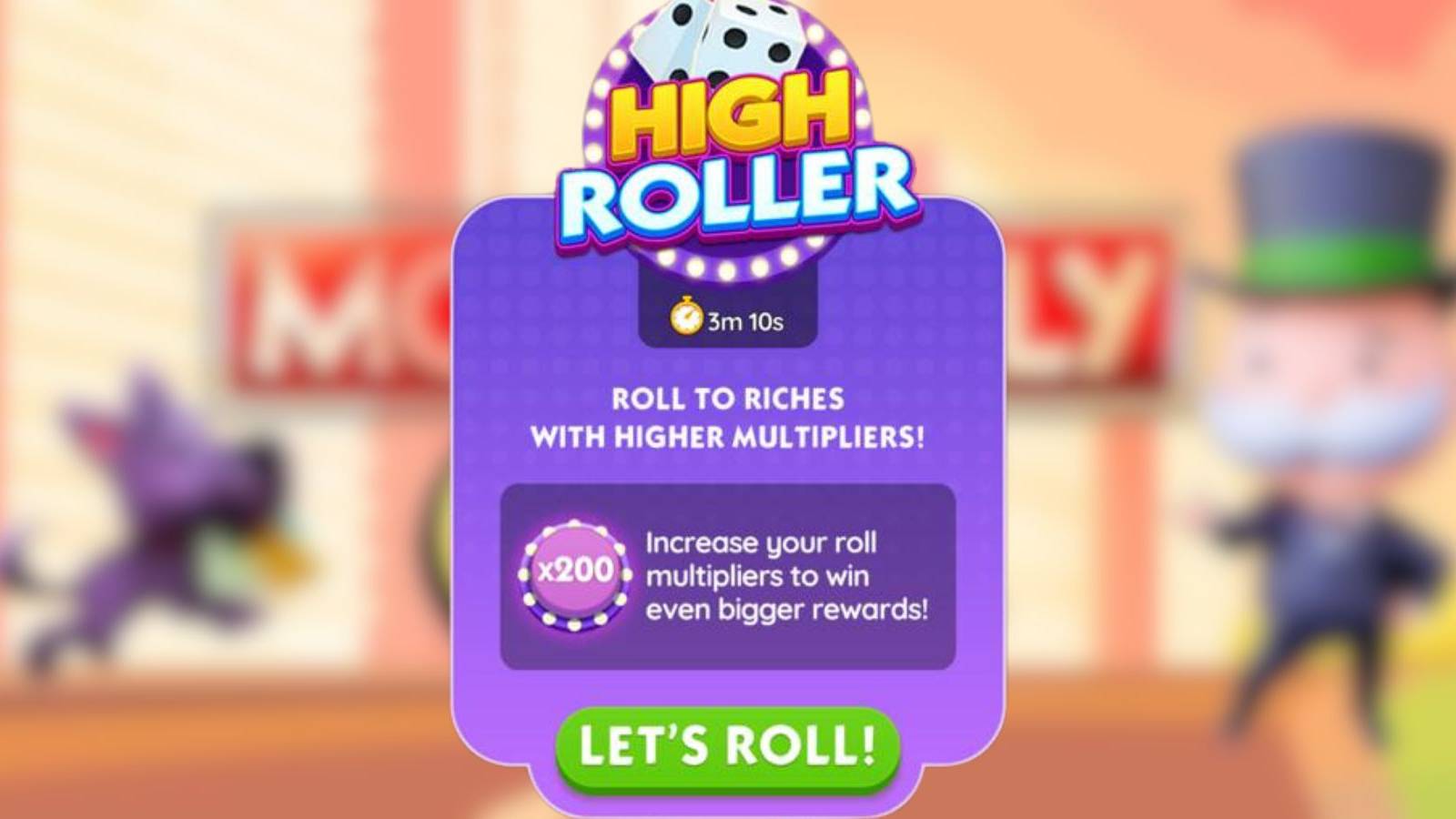 monopoly go high roller schedule