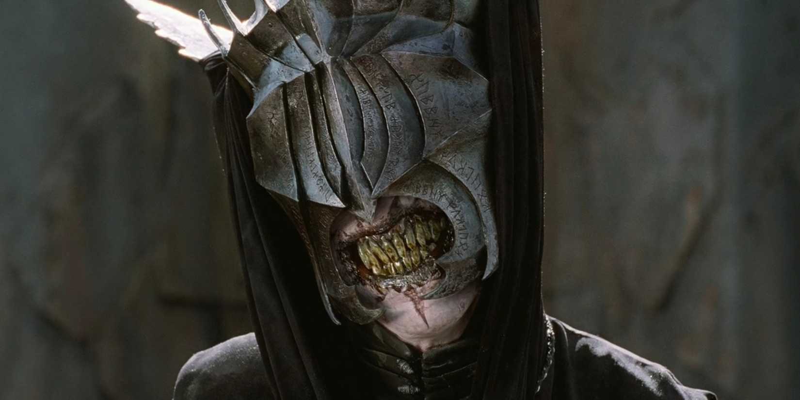 A close up of Mouth of Sauron baring his teeth