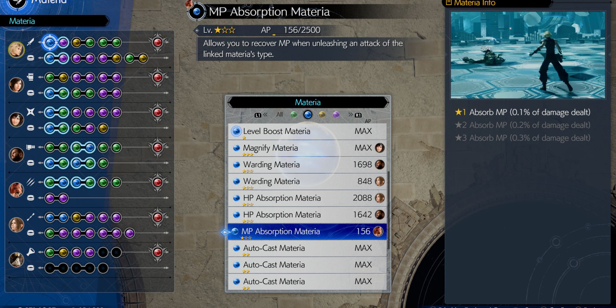 MP Absorption Materia in Final Fantasy 7 Rebirth