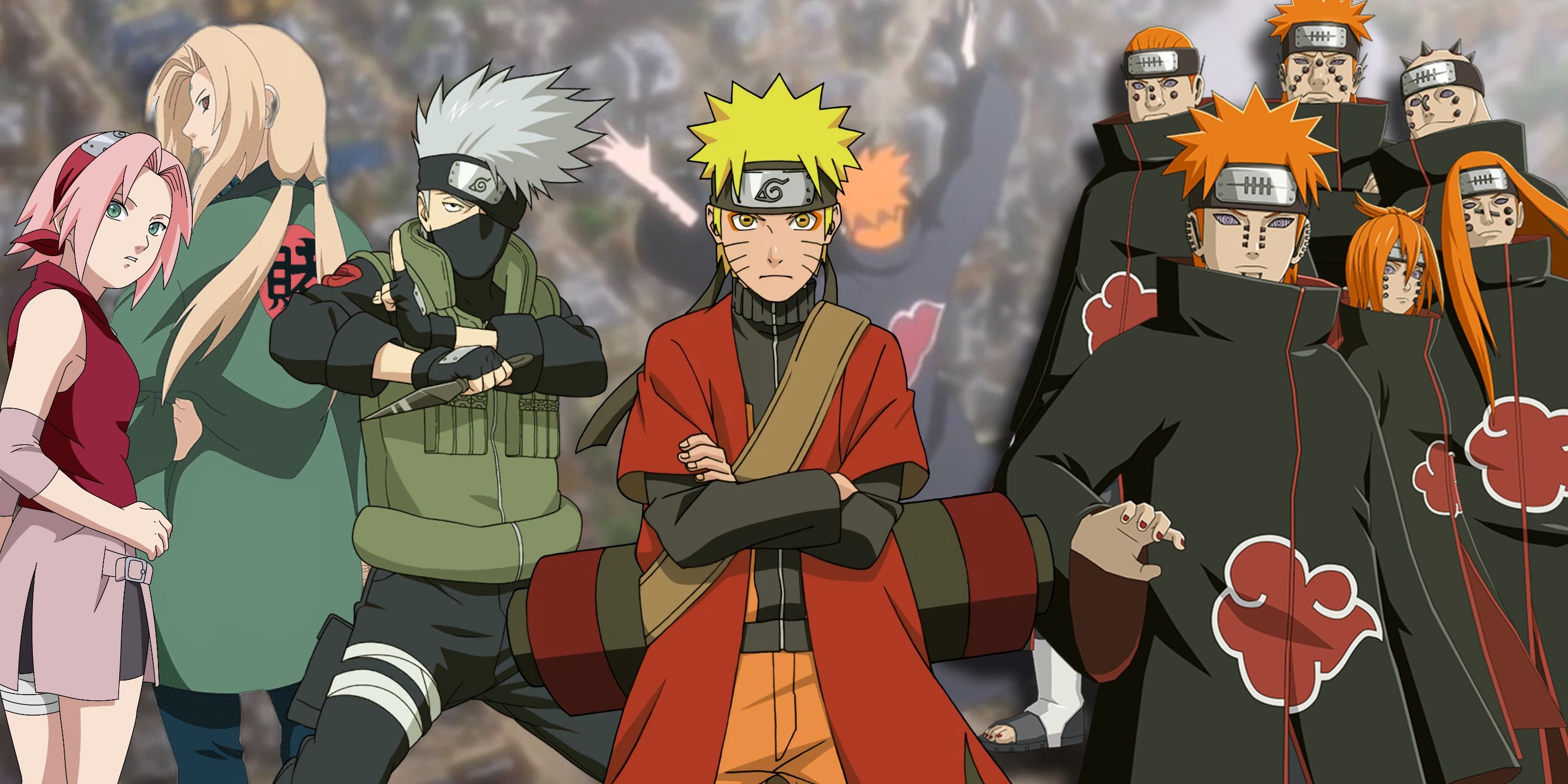 Naruto The Pain's Assault Arc explicou seis caminhos do modo Pain Sage Kakashi Sakura Tsunade - Destaque