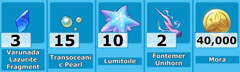 Neuvillette Ascension Materials Level 40 - Genshin Impact