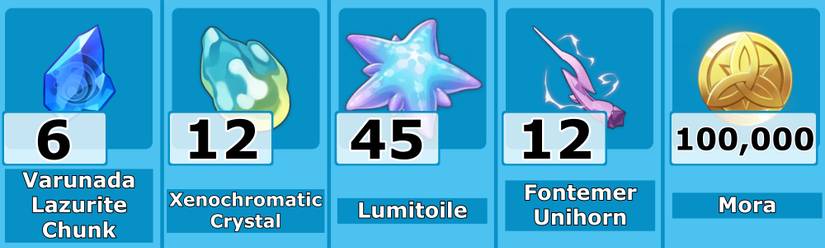 Neuvillette Ascension Materials Level 70 - Genshin Impact