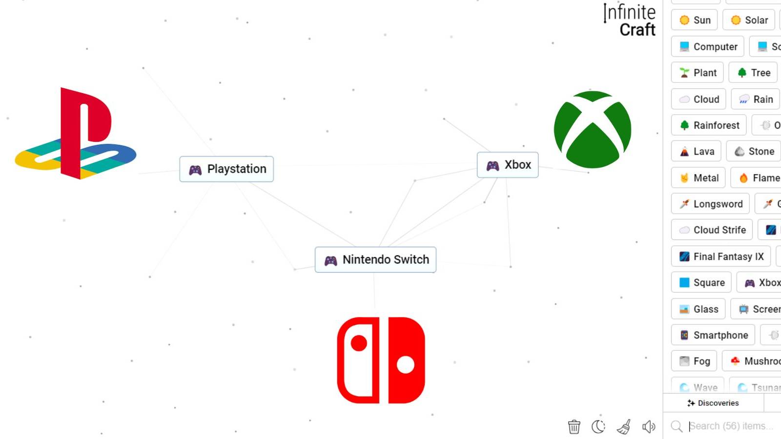 nintendo switch, xbox, and playstation recipes infinite craft 