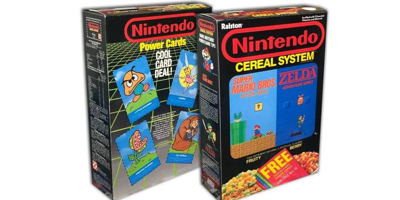 Two boxes of Nintendo branded cereal.