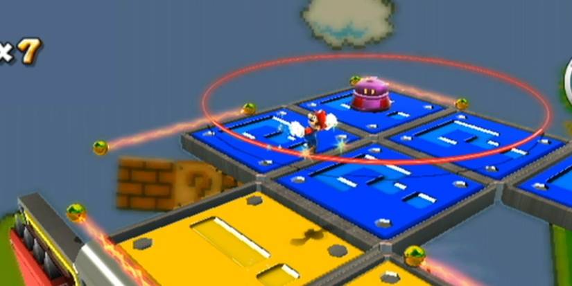 mario running through a galaxy stage