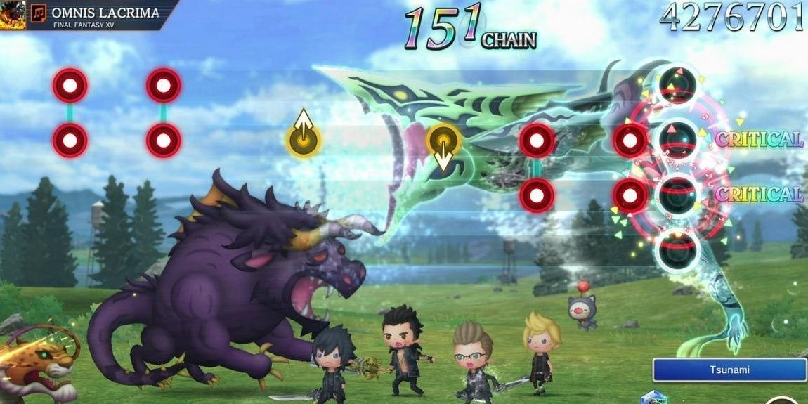 Noctis, Gladio, Ignis, and Prompto in Theatrhythm Final Bar Line
