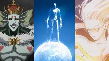 Ett collage med några av de mest onda karaktärerna i One Punch Man: Deep Sea King, God och Psykos.