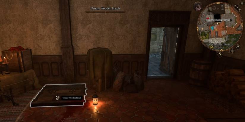 Ornate Wood Hatch at Open Hand Temple Baldur's Gate 3