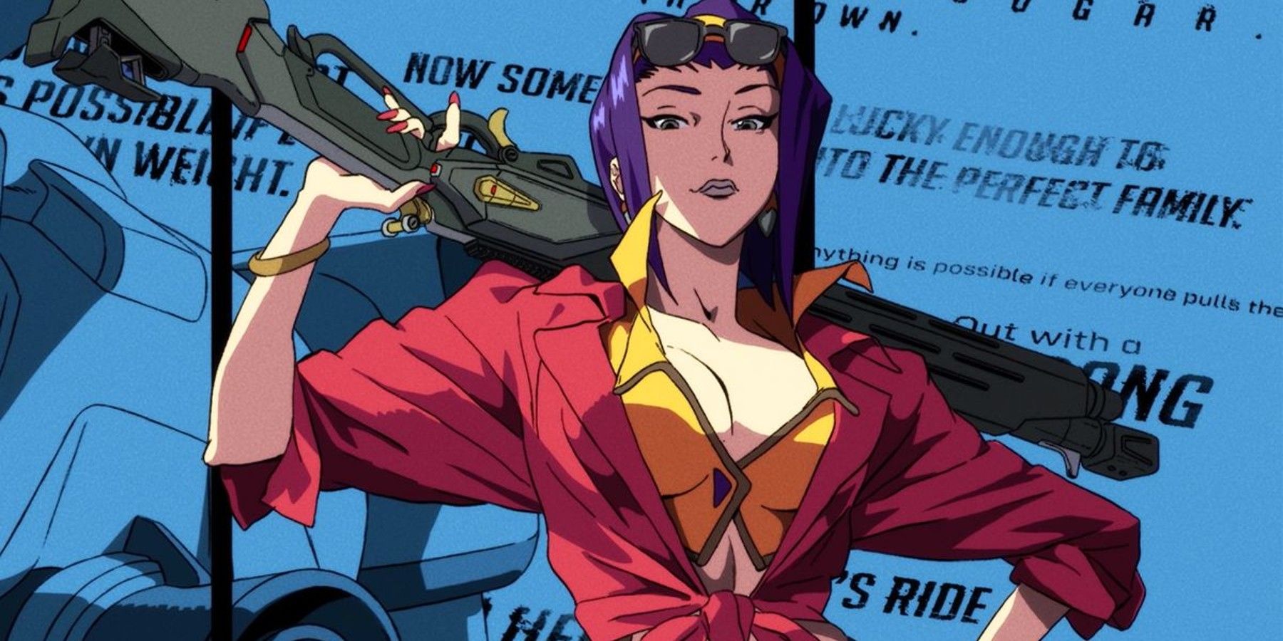 overwatch 2 cowboy bebop crossover trailer screenshot with ashe dressed as faye
