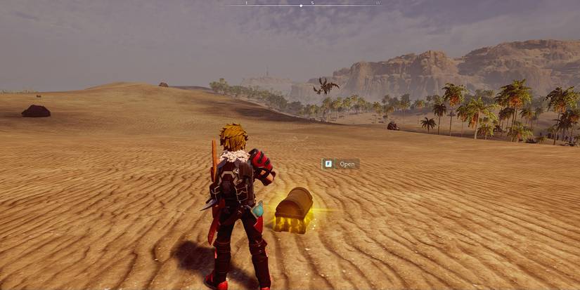 Finding a Golden Chest in the desert biome in Palworld