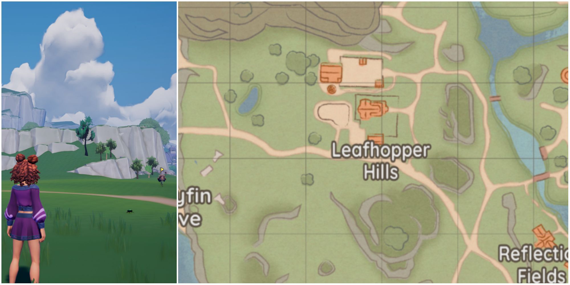 A map at Leafhopper Hills, which is one of the best places to go bug catching