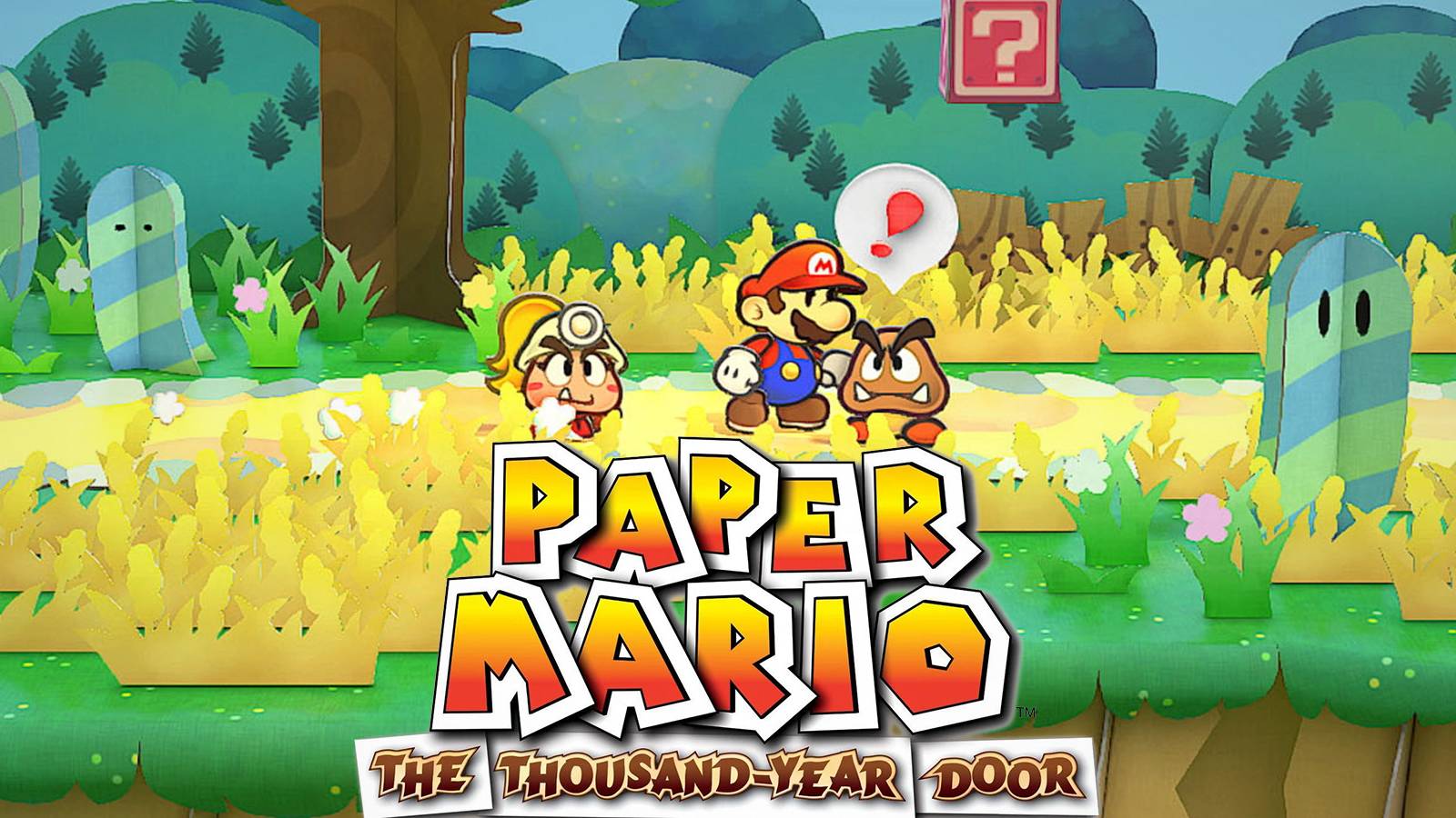 Paper Mario The Thousand Year Door Switch remake field screenshot with game logo