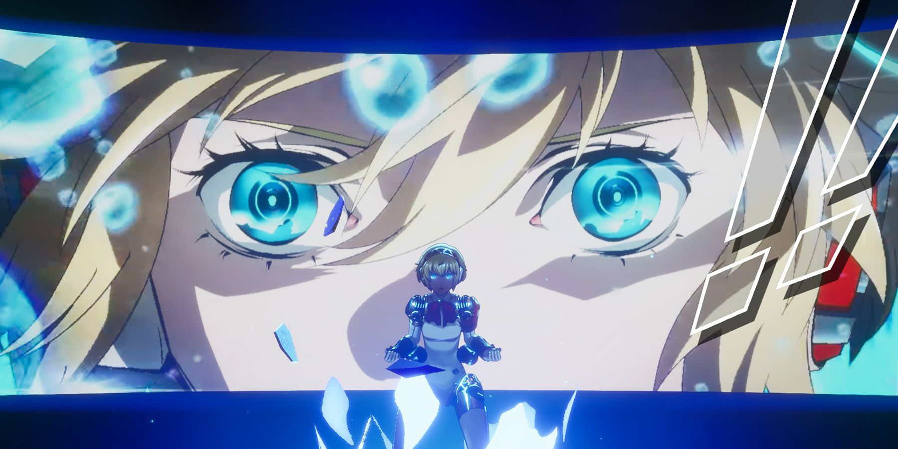 Persona 3 Reload Aigis summoning a Persona freeze frame