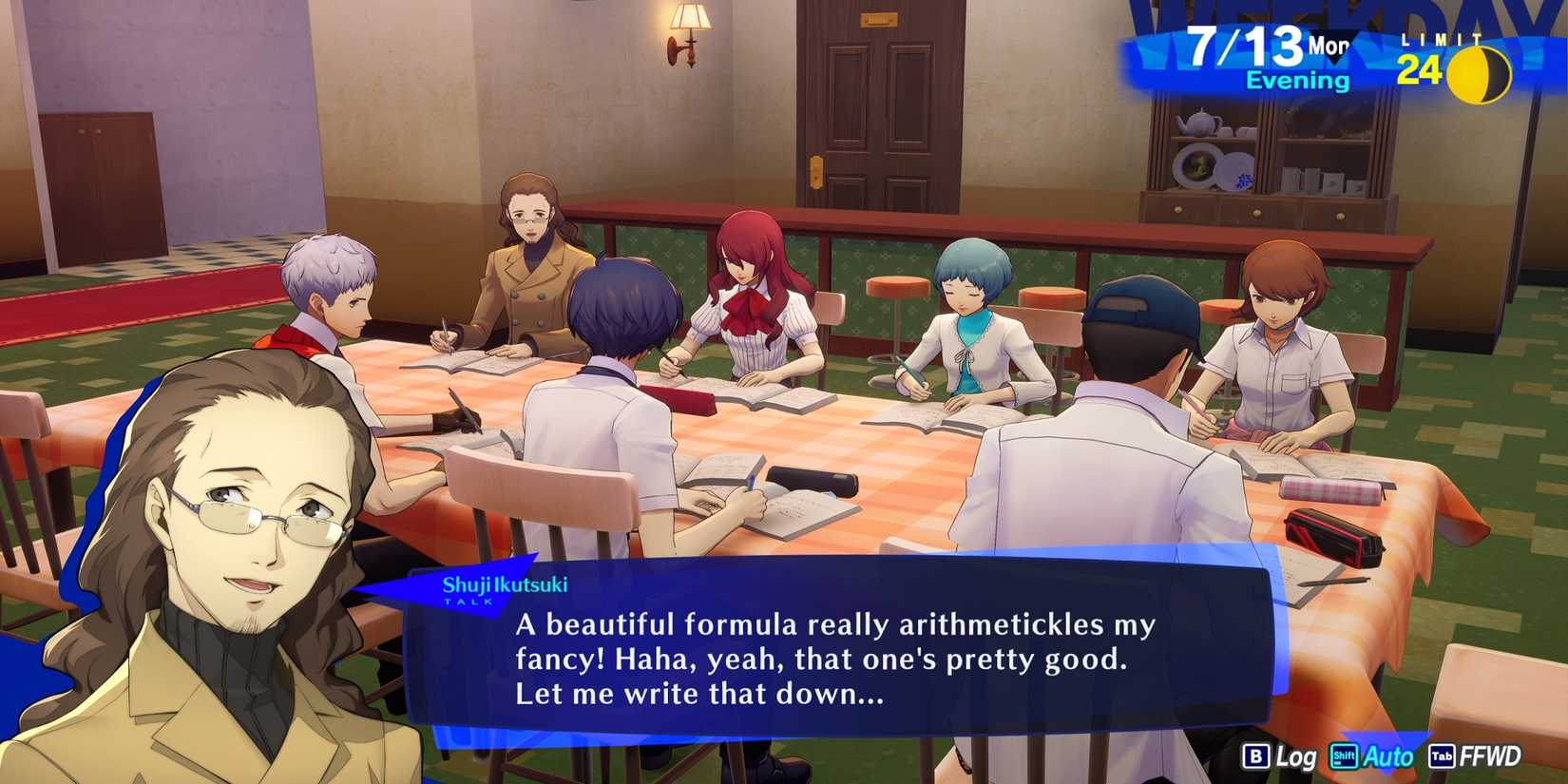 Persona 3 Reload P3R july 13 SEES study group with ikutsuki