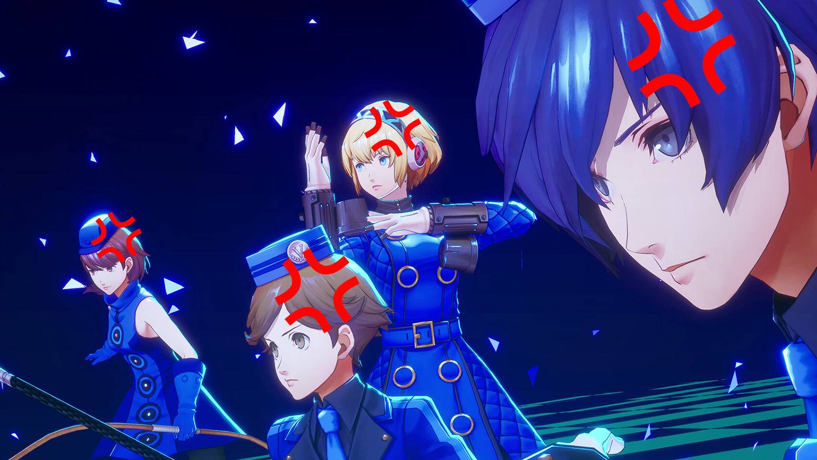 Persona 3 Reload Yukari Ken Aigis Makoto All-Out Attack prep in Episode Aigis The Answer Velvet Room costumes angry vein edit