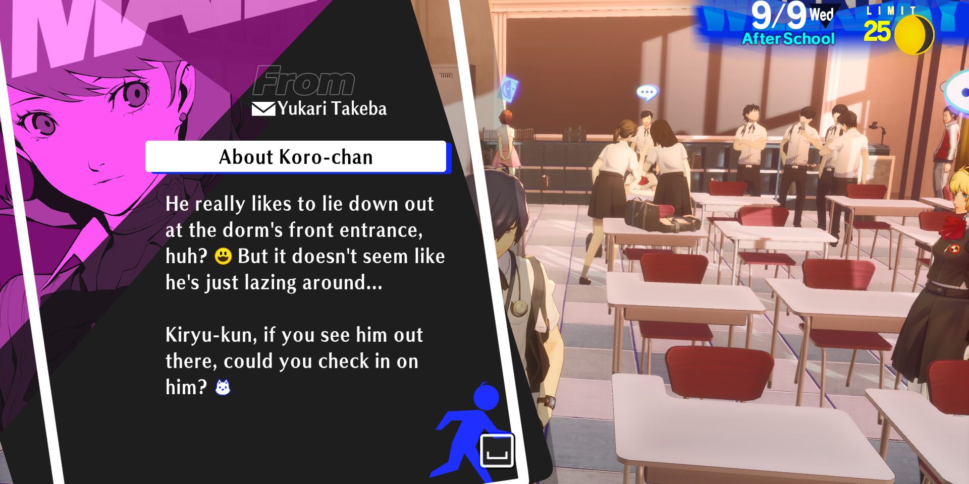 Image of Yukari sending a text to the main character about Koromaru in Persona 3 Reload - How to Unlock Byakko in Persona 3 Reload