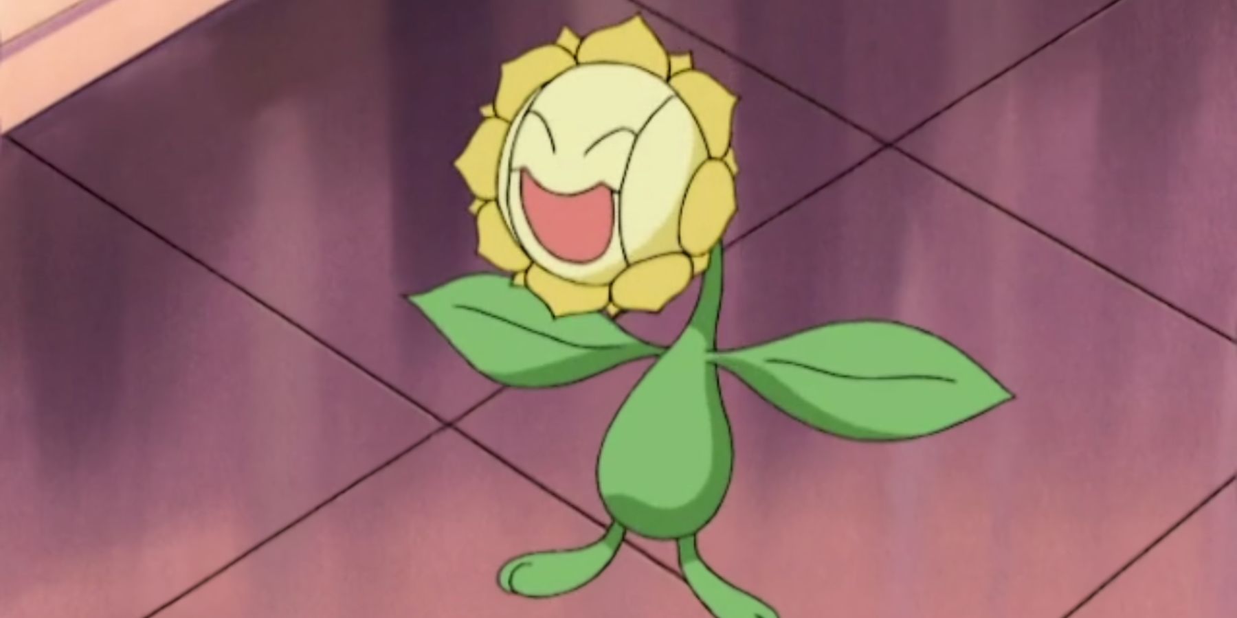 A screenshot of Grass Pokemon Sunflora from the Pokemon anime. - The Reddit user's unique idea for Sunflora evolutions comes as rumors have often swirled about a potential return to the Johto region