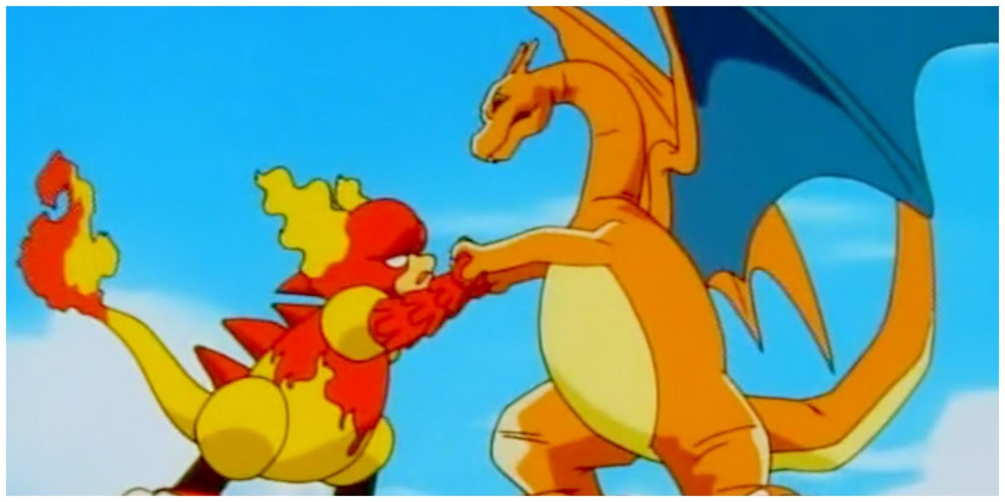 Pokemon Fighting Charizard and Magmar