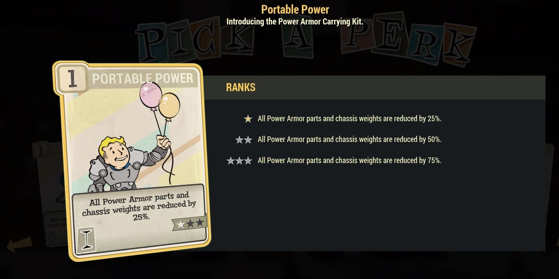 Fallout 76 Portable Power Perk Card