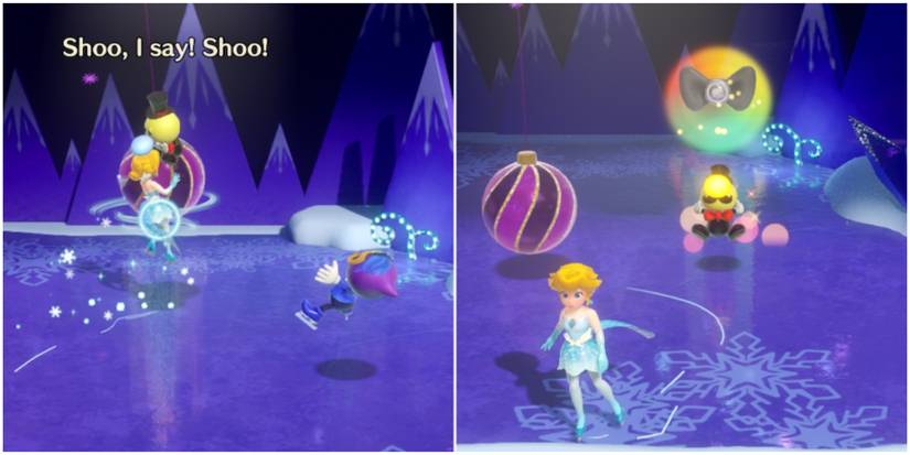 figure skater peach helping the ribboner