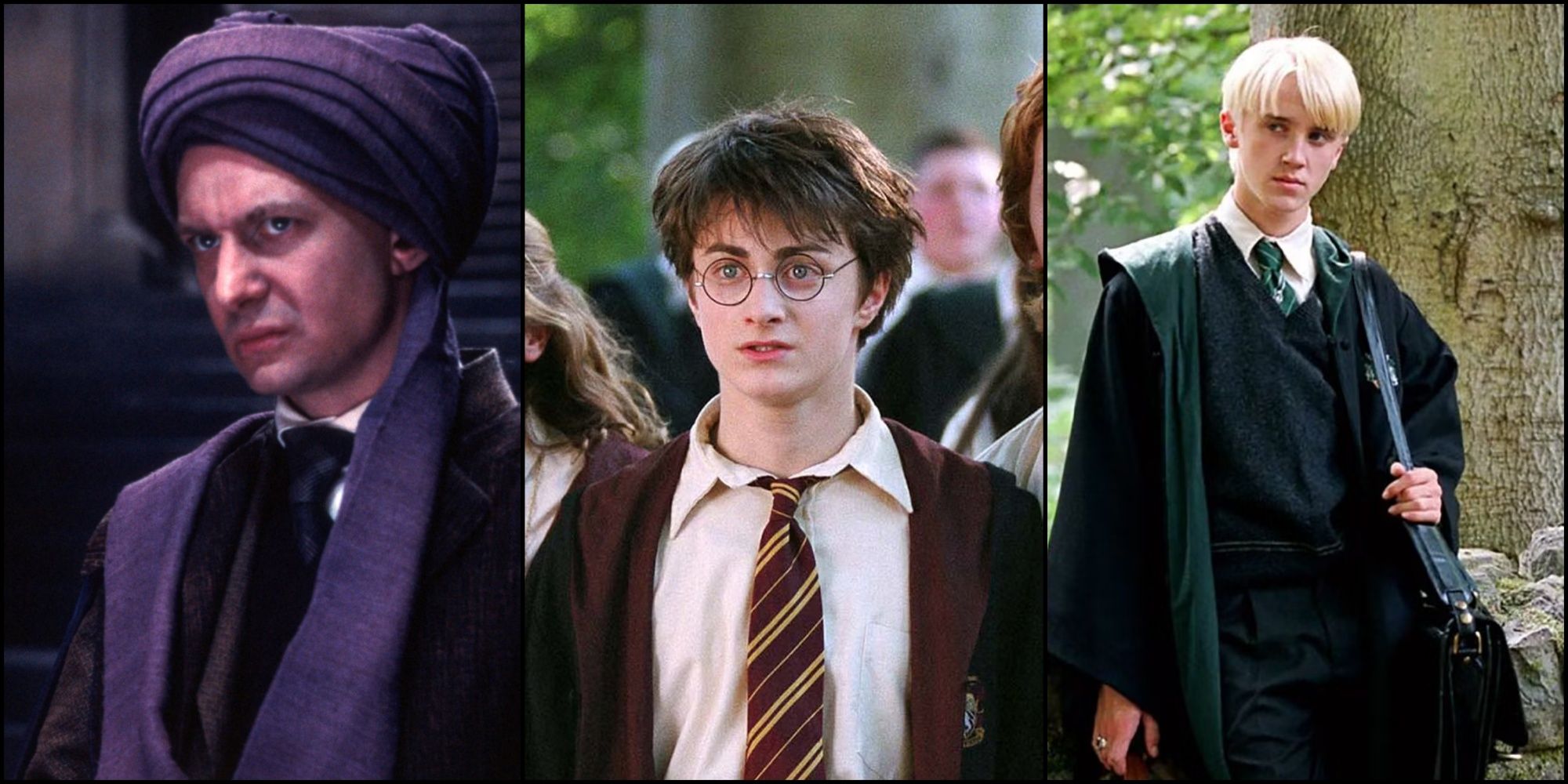 Professor Quirrell, Harry, and Draco Malfoy in Harry Potter
