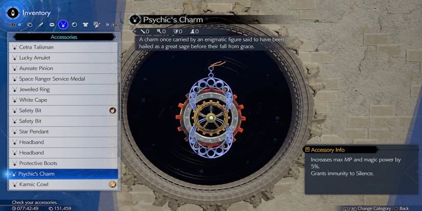 Psychic’s Charm accessory in Final Fantasy 7 Rebirth