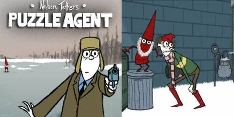 Puzzle Agent split image of title image and in-game gameplay