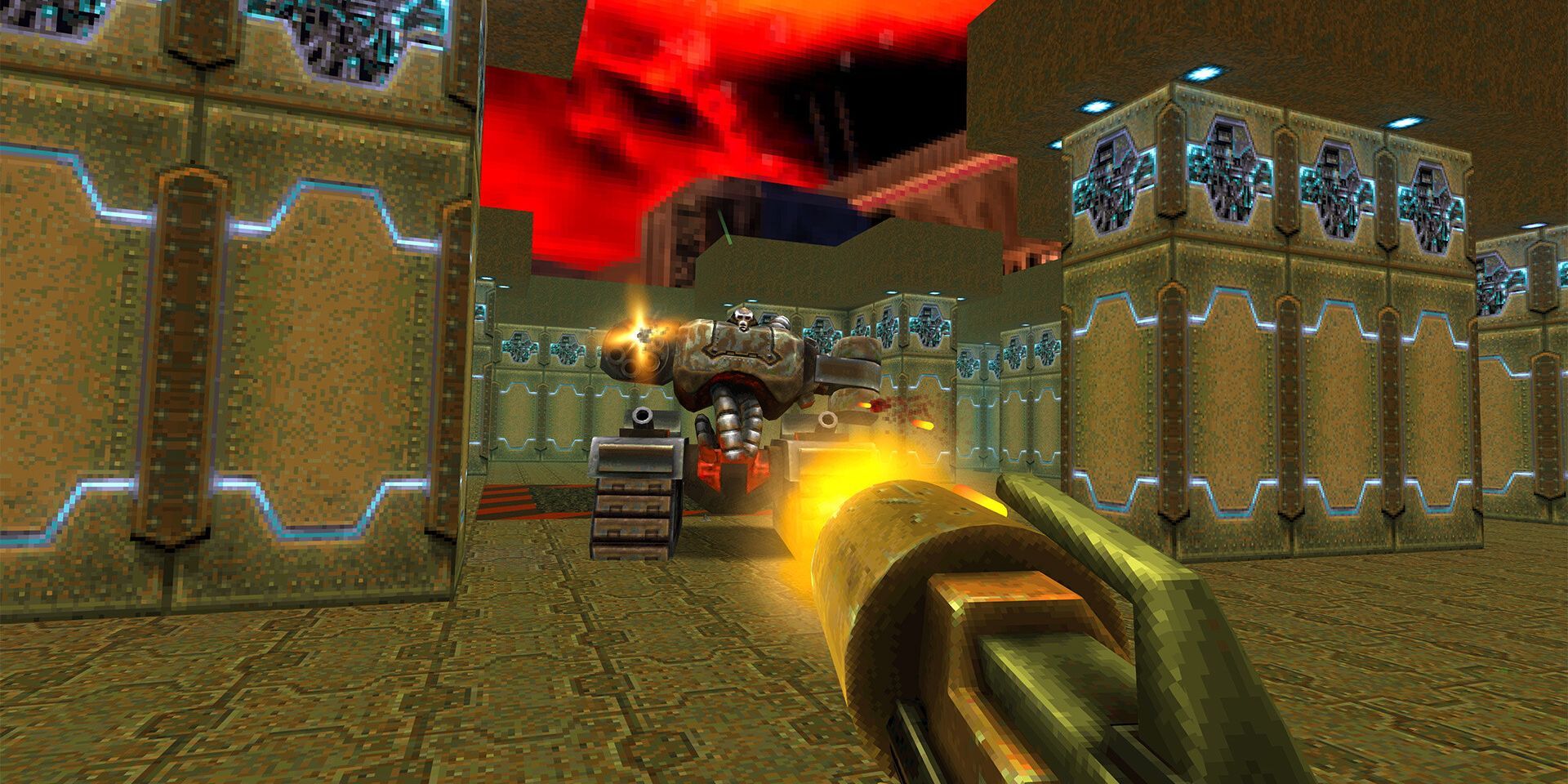 Fighting an enemy in Quake 2