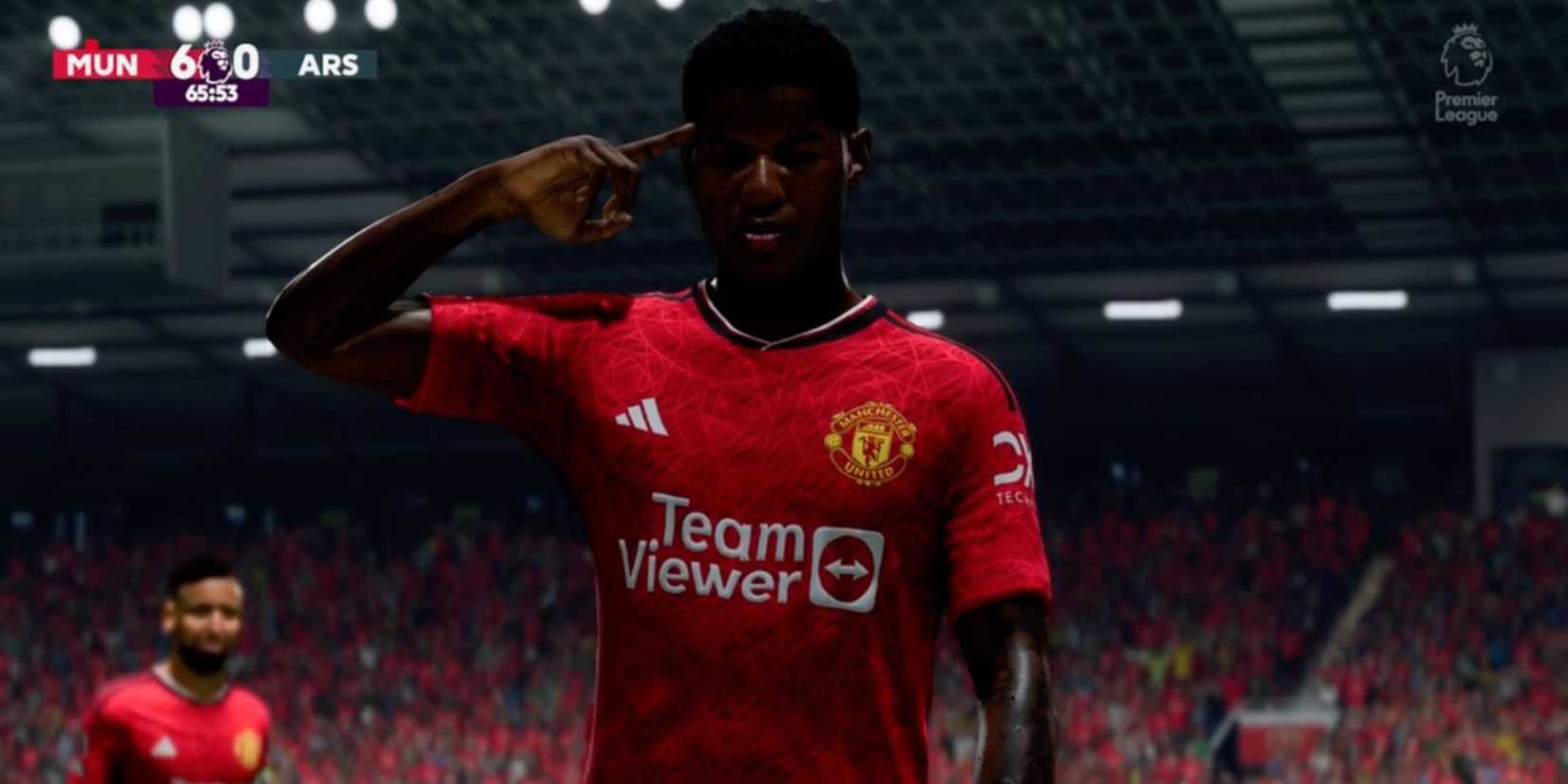 rashford doing he’s signature celebration in FC 24.