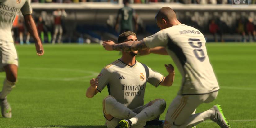 a real madrid player doing a celebration in fc 24.