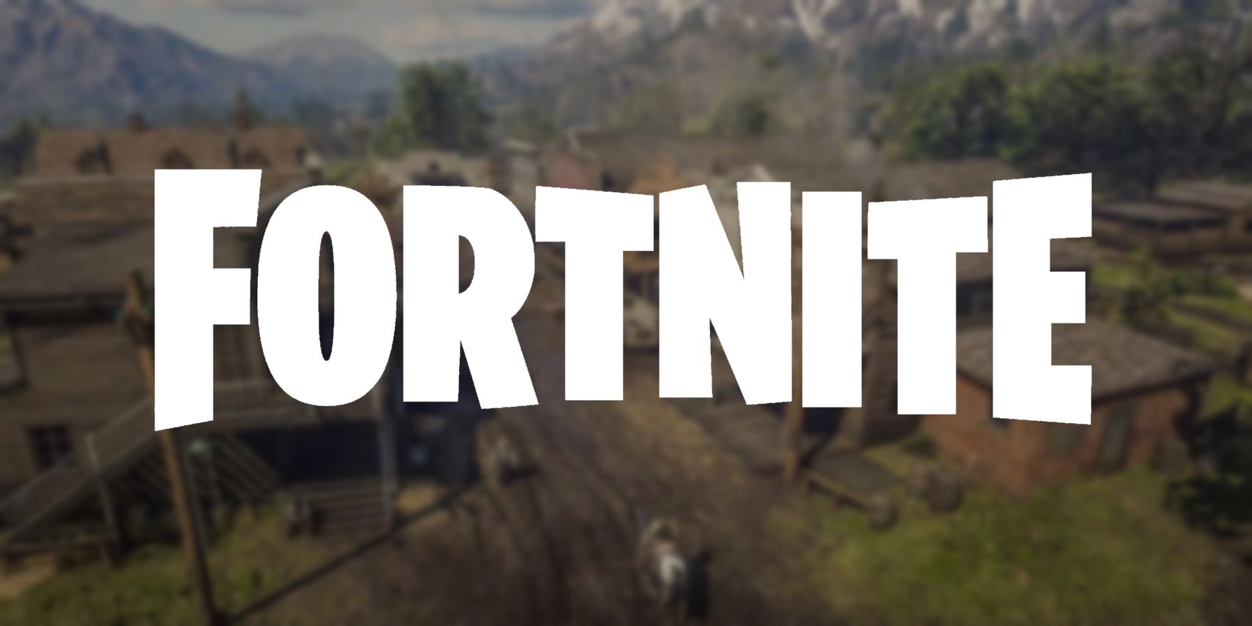 A blurred screenshot of Red Dead Redemption 2's Valentine showing the Fortnite logo.