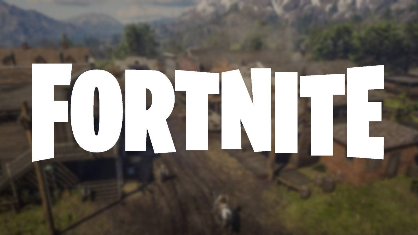 A blurred screenshot of Red Dead Redemption 2's Valentine showing the Fortnite logo.