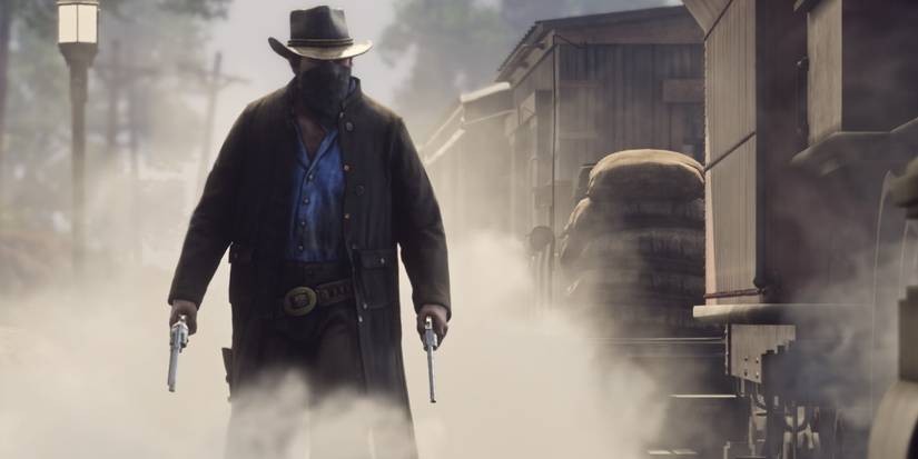 Arthur Morgan during train robbery