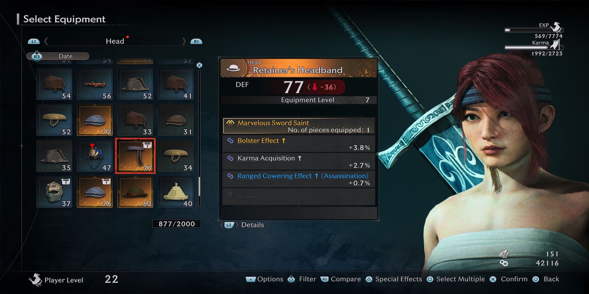 Retainer’s Headband armor in Rise of the Ronin