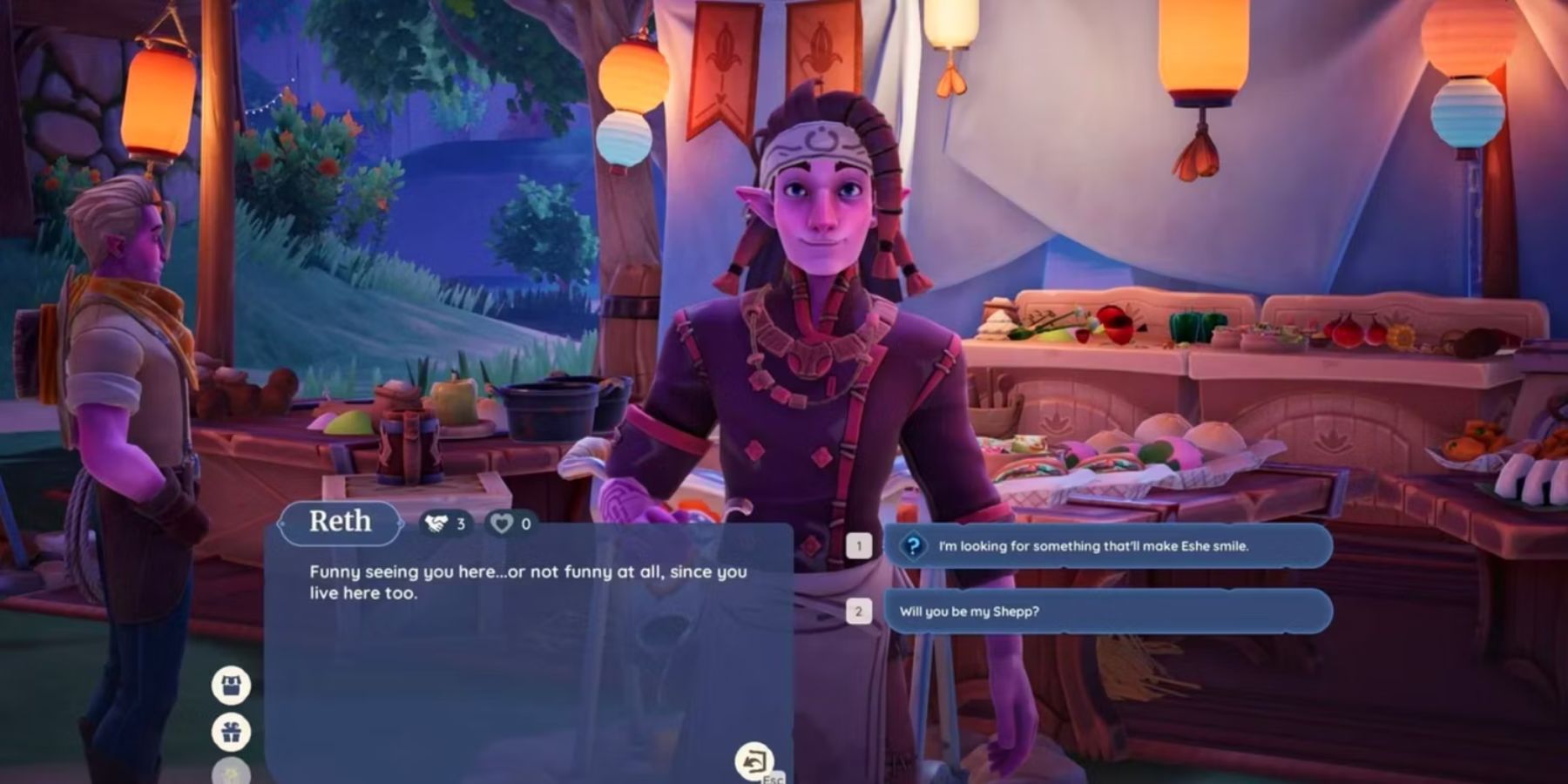 Reth, an NPC from Palia engaged in dialogue with the player