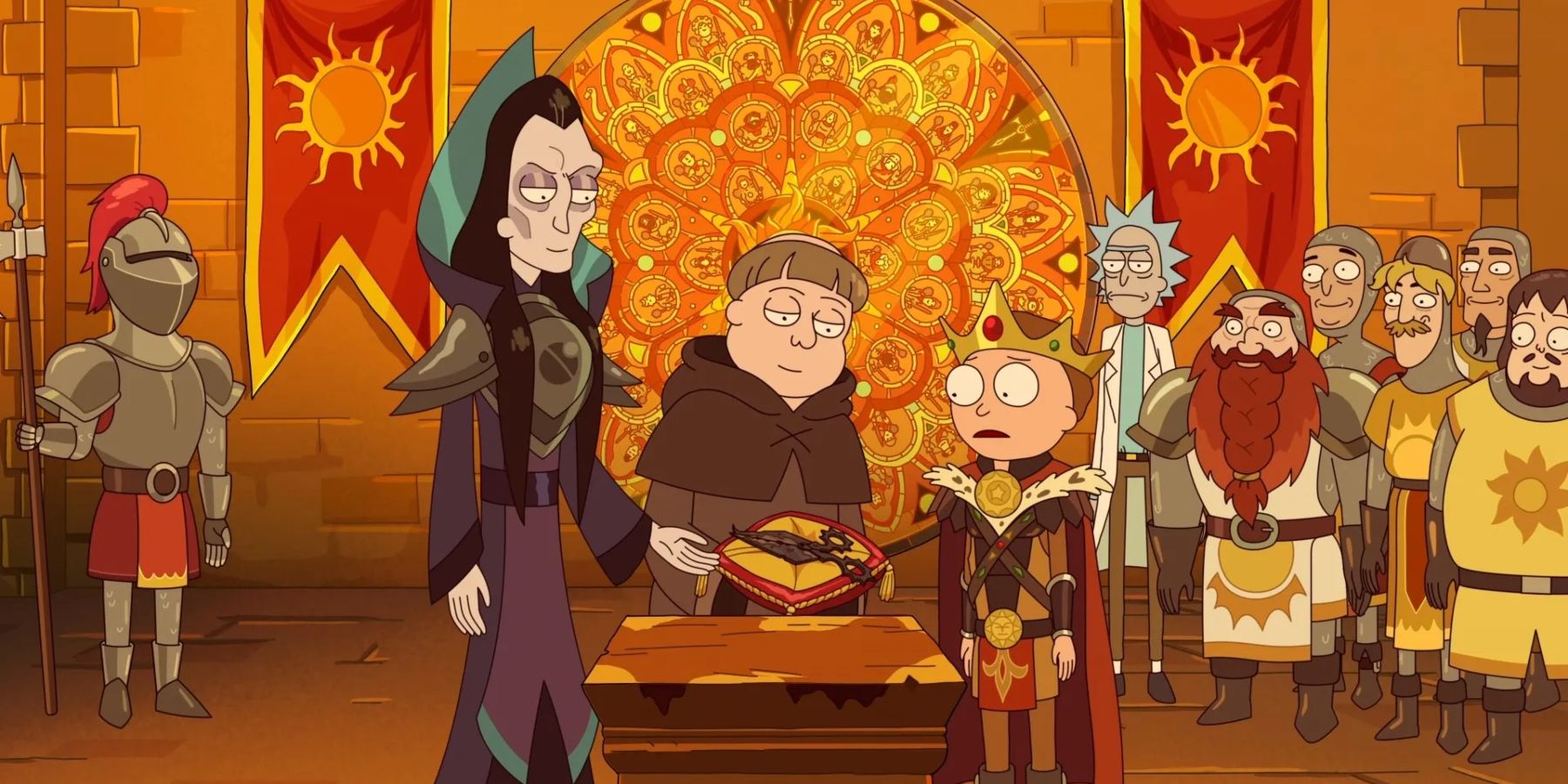 Rick and Morty with knights on Rick and Morty