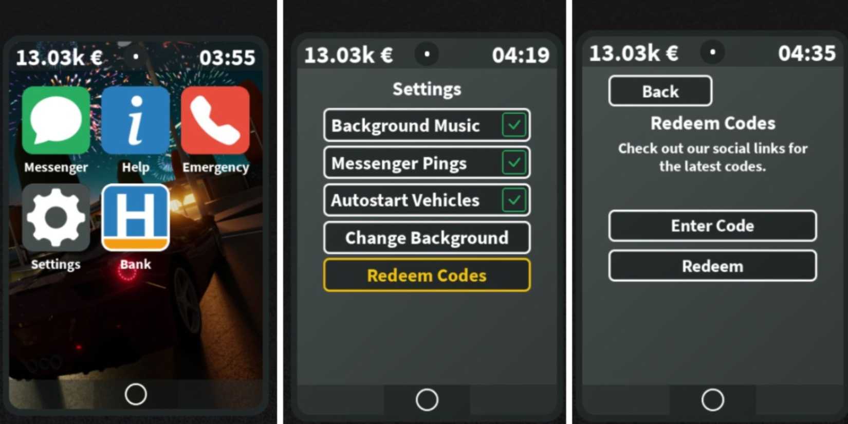 Roblox: Emergency Hamburg the codes tab