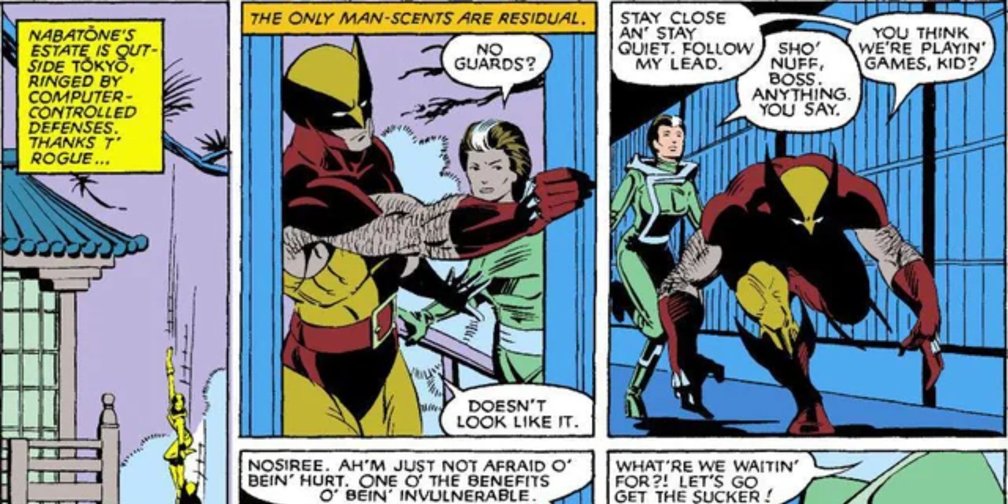 Rogue and Wolverine on a mission in the comics