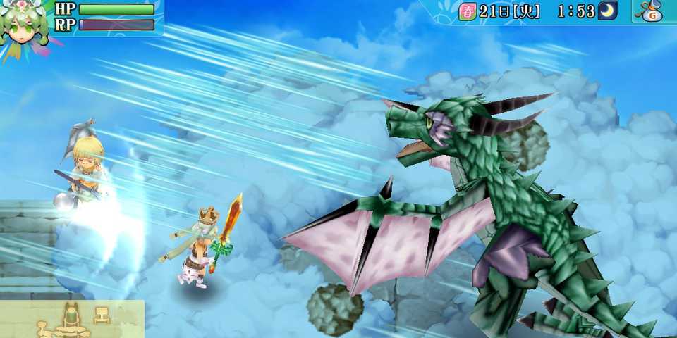 Part fighting with dragon in Rune Factory 4