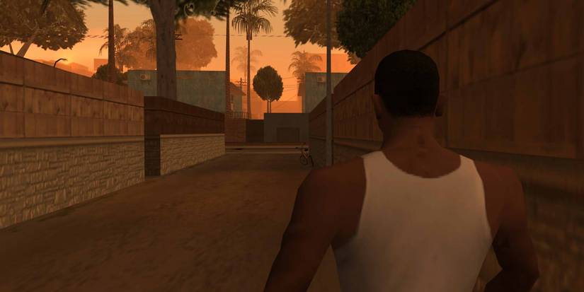 Cena de GTA: San Andreas com o mod Hot Coffee.