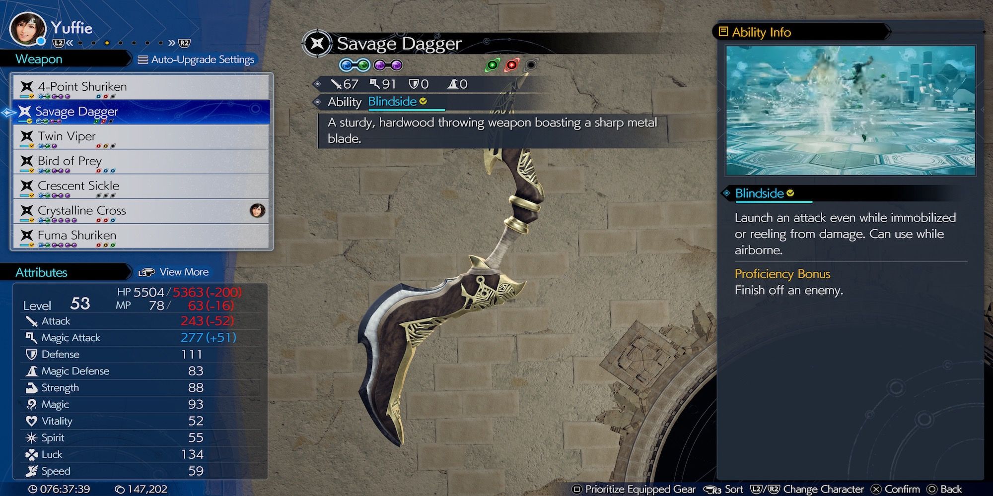 Savage Dagger weapon in Final Fantasy 7 Rebirth