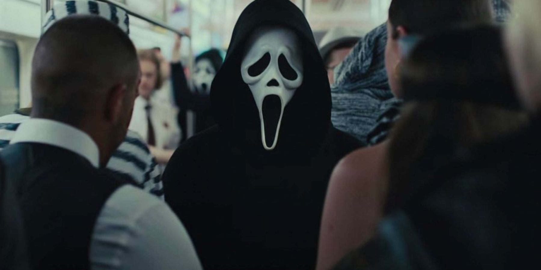 Ghostface on the subway in Scream 6