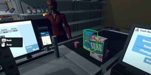 Woman being served at a checkout 