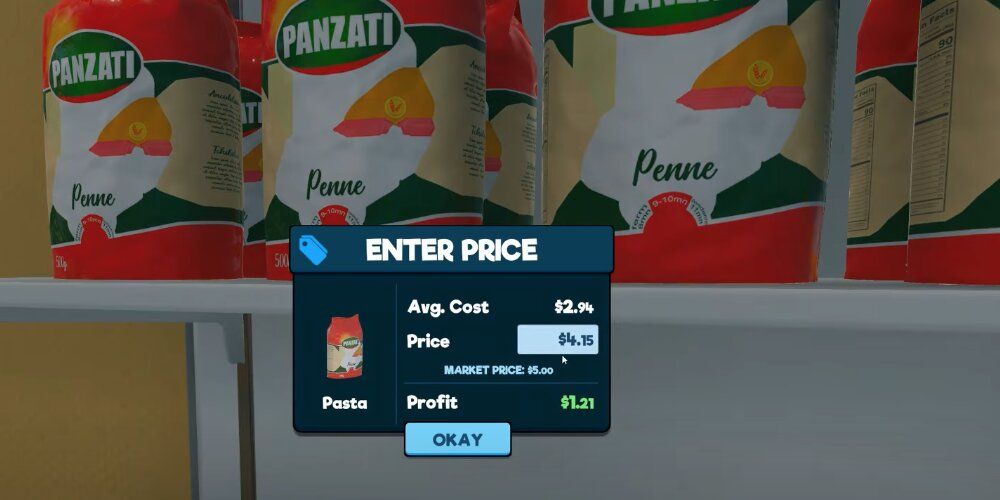 Cost of pasta in Supermarket Simulator 