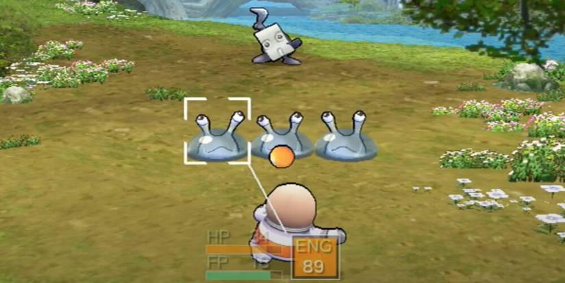 Little man throwing jelly at blob enemies 