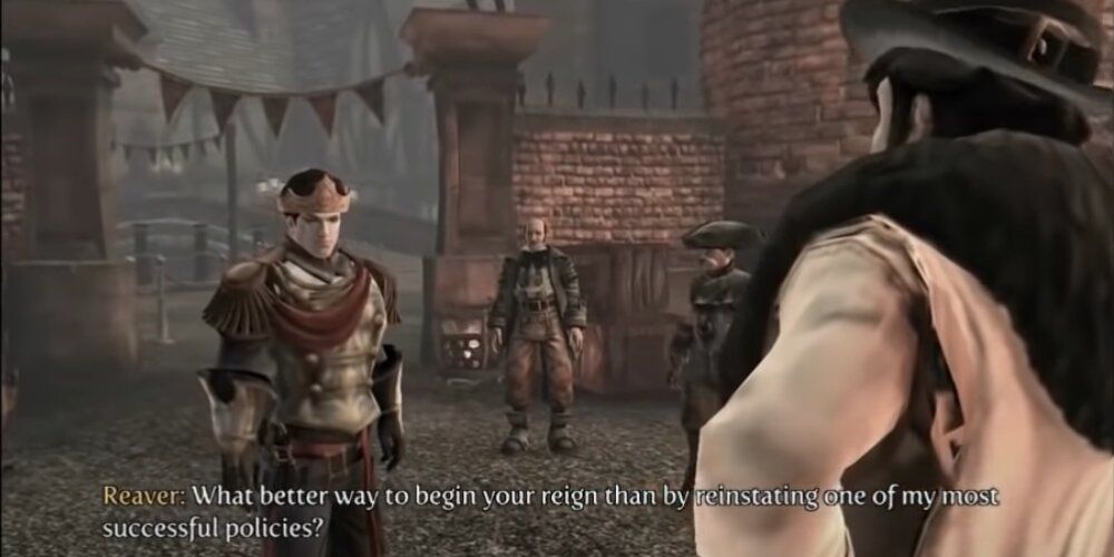 King in Fable 3 talking to a businessman
